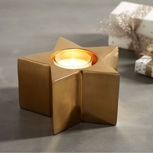 Pair of Pottery Barn The Emily & Meritt Star Votive Holders (2) Gold